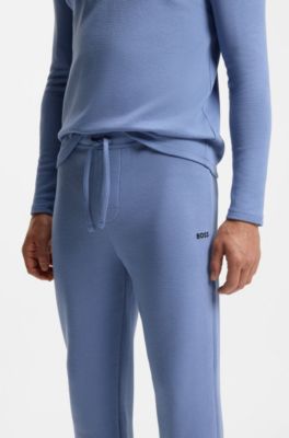 Cotton-blend pyjama bottoms with embroidered logo, Blue
