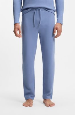 Bas de pyjama en coton m&eacute;lang&eacute; &agrave; logo brod&eacute;, Bleu