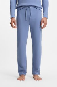 Cotton-blend pyjama bottoms with embroidered logo, Blue