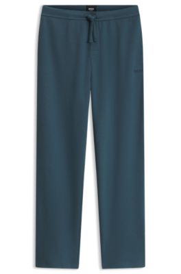Cotton-blend pyjama bottoms with embroidered logo, Blue
