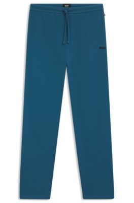 Cotton-blend pyjama bottoms with embroidered logo, Blue