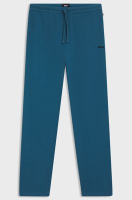 Cotton-blend pyjama bottoms with embroidered logo, Blue