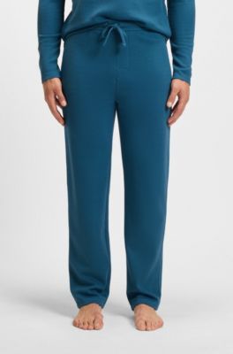 Cotton-blend pyjama bottoms with embroidered logo, Blue