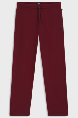 Bas de pyjama en coton m&eacute;lang&eacute; avec logo brod&eacute;, Rouge sombre