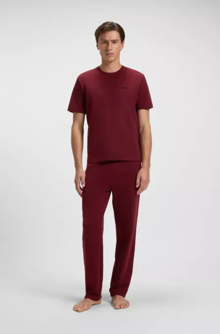 Bas de pyjama en coton mélangé avec logo brodé