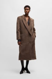Manteau long en laine vierge et alpaga, Marron
