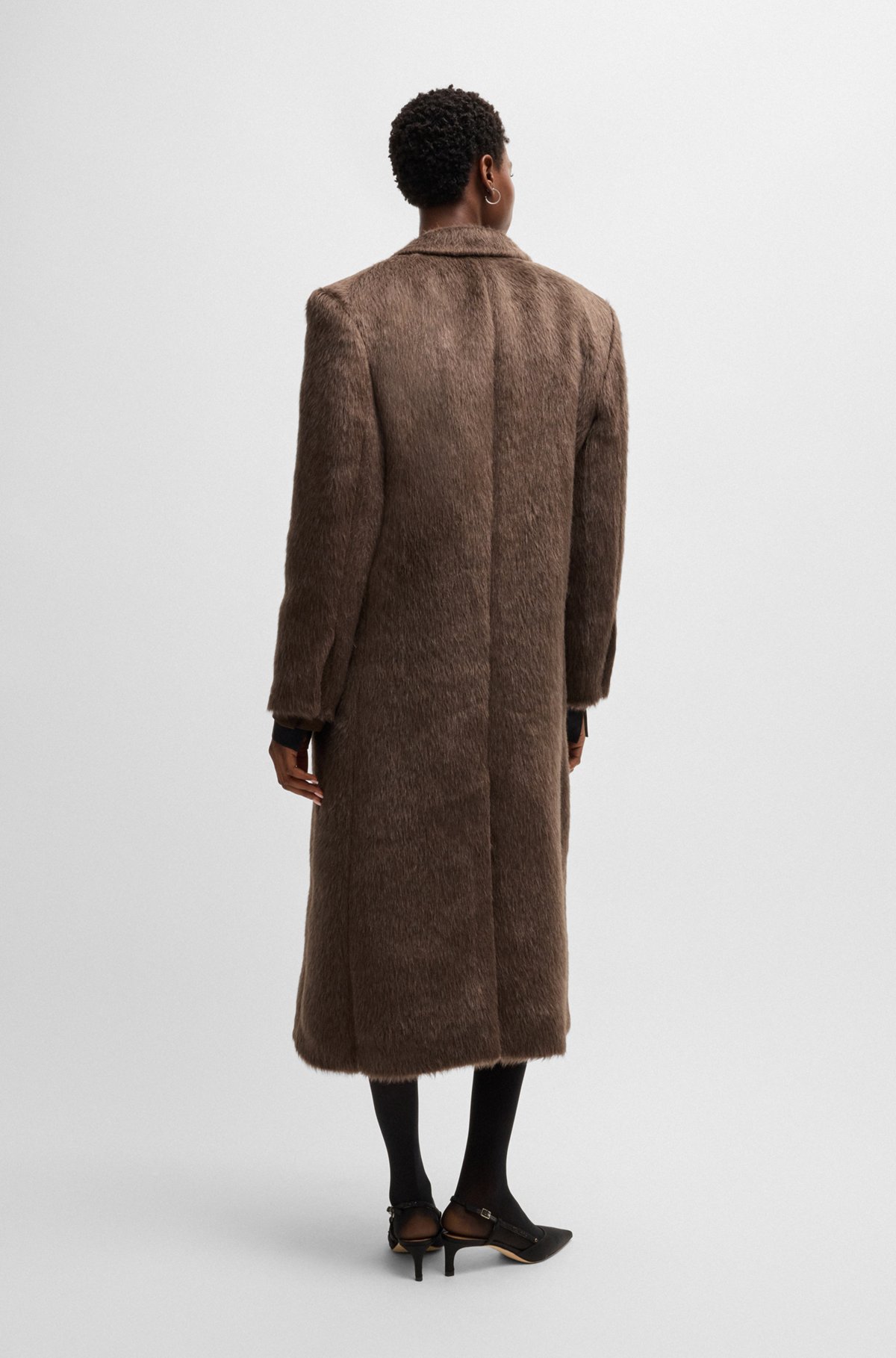 BOSS - Long-length coat in alpaca and virgin wool - Brown BOSS - Long-length coat in alpaca and virgin wool - Brown