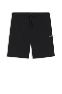 Cotton-blend pyjama shorts with embroidered logo, Black