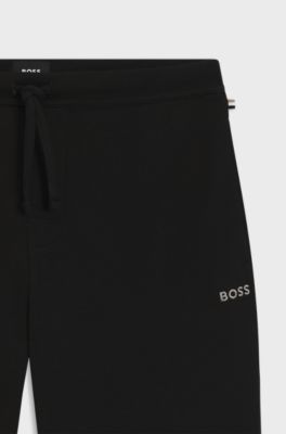 Pyjamashort van een katoenmix met logostiksel, Zwart