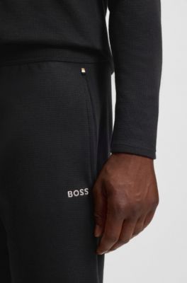 Cotton-blend pyjama shorts with embroidered logo, Black