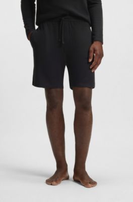 Cotton-blend pyjama shorts with embroidered logo, Black