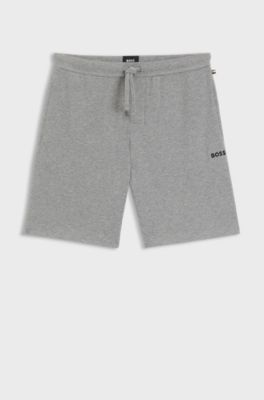 Bermuda del pigiama in misto cotone con logo ricamato, Grigio