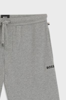 Cotton-blend pyjama shorts with embroidered logo, Grey
