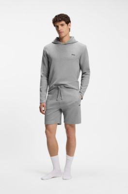 Cotton-blend pyjama shorts with embroidered logo, Grey
