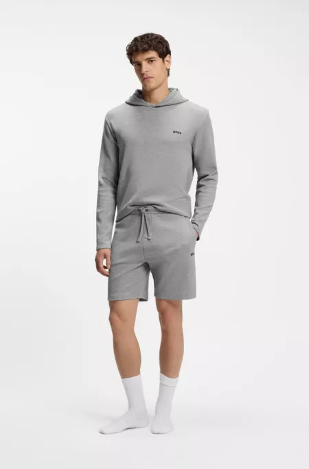 Short de pyjama en coton mélangé avec logo brodé