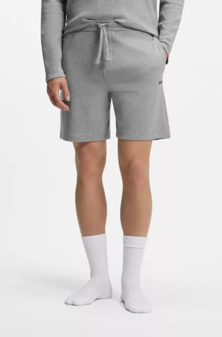 Short de pyjama en coton mélangé avec logo brodé