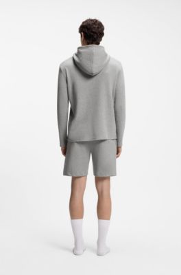 Cotton-blend pyjama shorts with embroidered logo, Grey