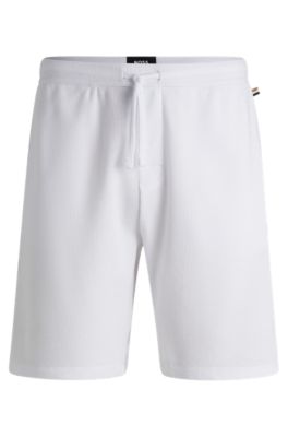 Cotton-blend pyjama shorts with embroidered logo, White