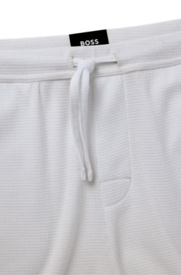 Cotton-blend pyjama shorts with embroidered logo, White