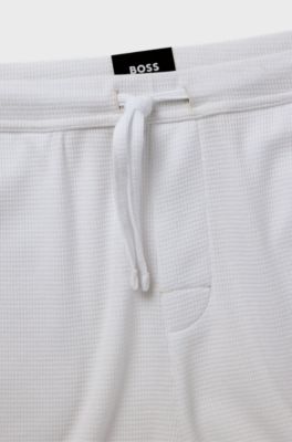 Cotton-blend pyjama shorts with embroidered logo, White