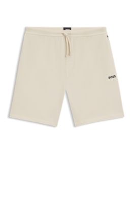 Cotton-blend pyjama shorts with embroidered logo, White