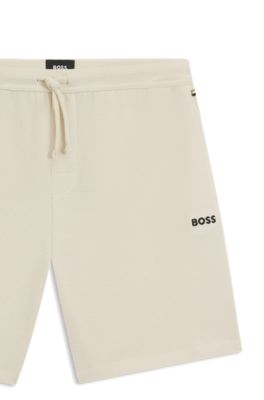 Cotton-blend pyjama shorts with embroidered logo, White
