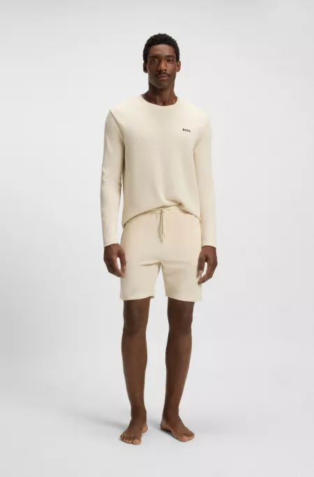 Cotton-blend pyjama shorts with embroidered logo