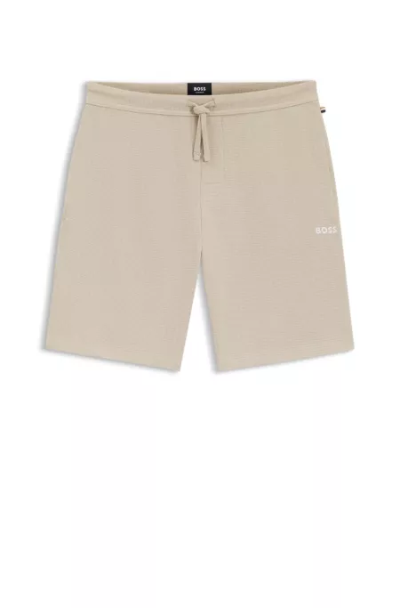 Cotton-blend pyjama shorts with embroidered logo