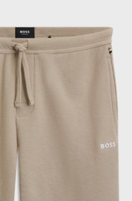 Shorts de pijama en algod&oacute;n con logo bordado, Beige claro
