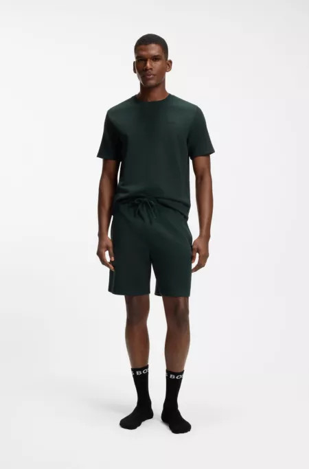 Short de pyjama en coton mélangé avec logo brodé