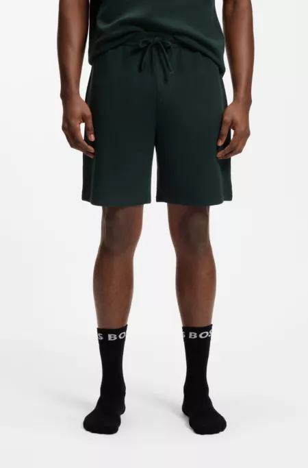 Short de pyjama en coton mélangé avec logo brodé