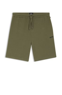 Cotton-blend pyjama shorts with embroidered logo, Green