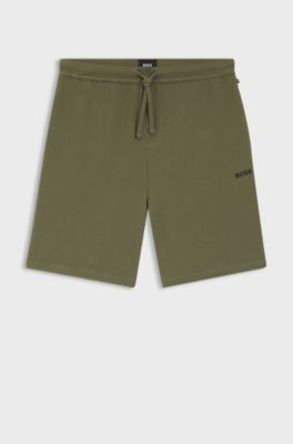 Cotton-blend pyjama shorts with embroidered logo, Green