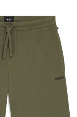 Cotton-blend pyjama shorts with embroidered logo, Green