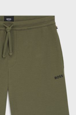 Cotton-blend pyjama shorts with embroidered logo, Green