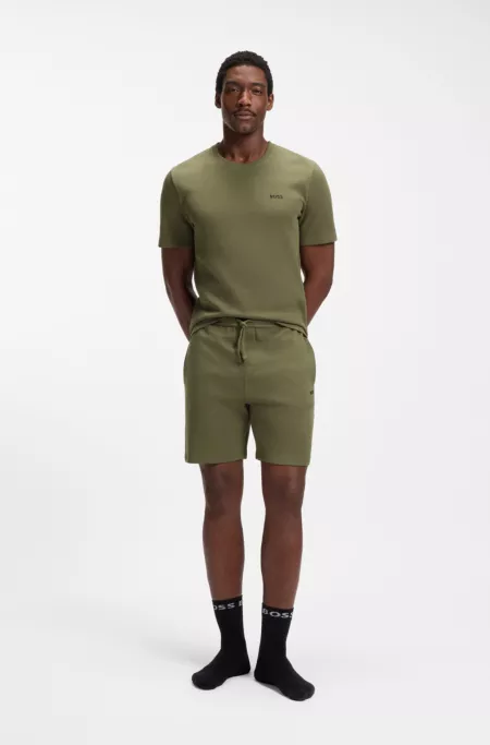 Cotton-blend pyjama shorts with embroidered logo