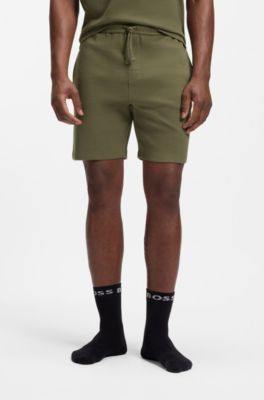 Cotton-blend pyjama shorts with embroidered logo, Green