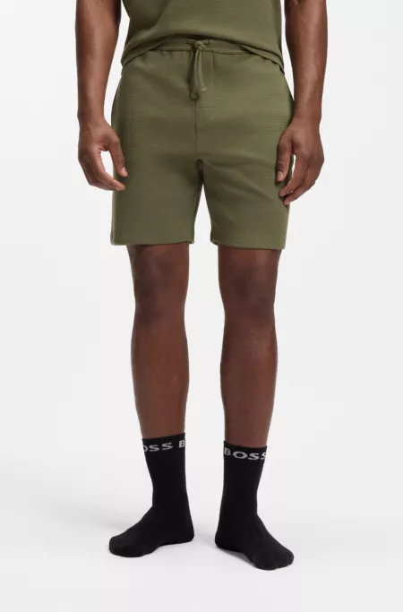 Cotton-blend pyjama shorts with embroidered logo