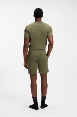 Cotton-blend pyjama shorts with embroidered logo, Green