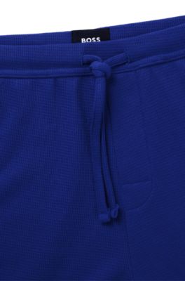 Cotton-blend pyjama shorts with embroidered logo, Blue