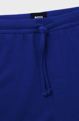 Cotton-blend pyjama shorts with embroidered logo, Blue