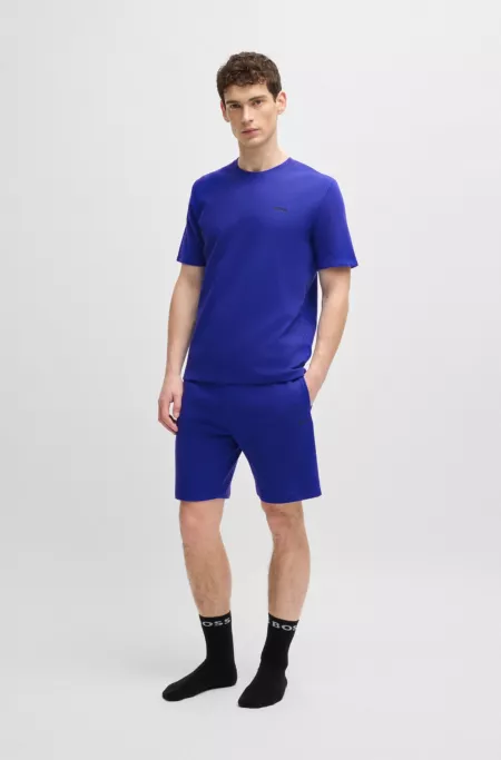 Waffle-structured pyjama shorts with embroidered logo