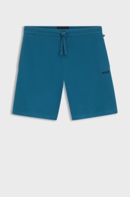Shorts de pijama en algod&oacute;n con logo bordado, Azul