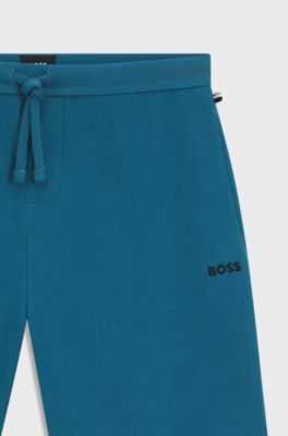 Shorts de pijama en algod&oacute;n con logo bordado, Azul