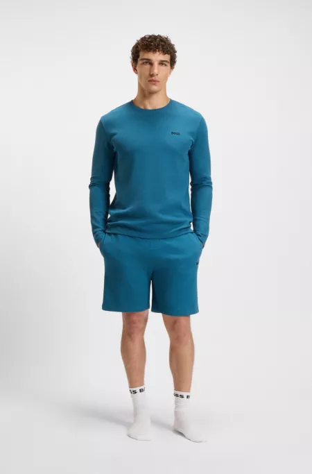 Cotton-blend pyjama shorts with embroidered logo