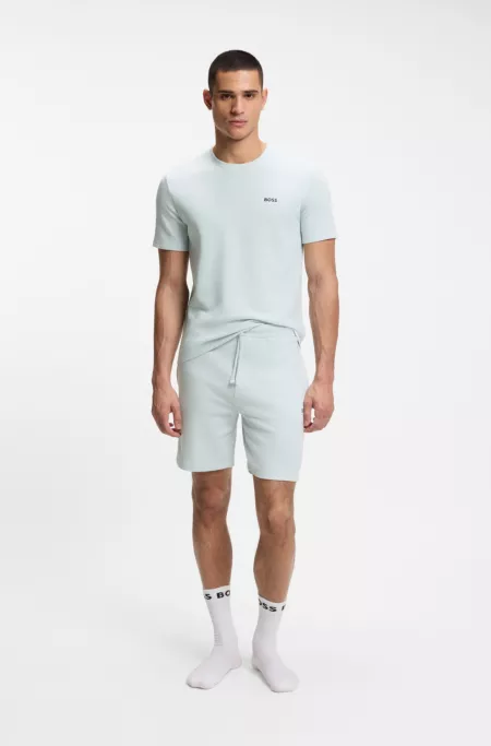 Pyjama-Shorts aus Baumwoll-Mix mit Logo-Stickerei