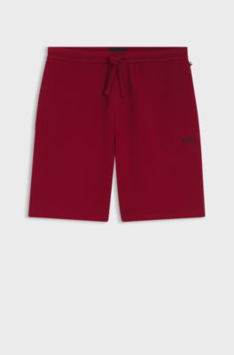Cotton-blend pyjama shorts with embroidered logo, Red