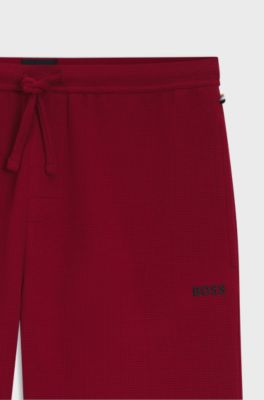 Cotton-blend pyjama shorts with embroidered logo, Red
