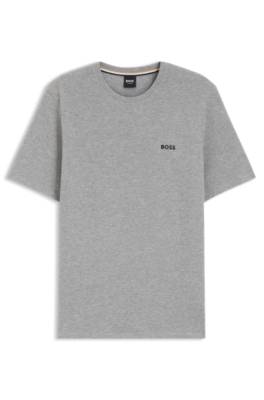 Cotton-blend pyjama T-shirt with embroidered logo 1