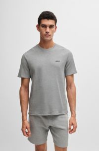 T-shirt de pyjama à la structure gaufrée avec logo brodé, Gris